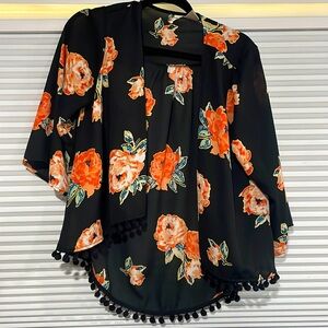 Floral open front shirt size small
